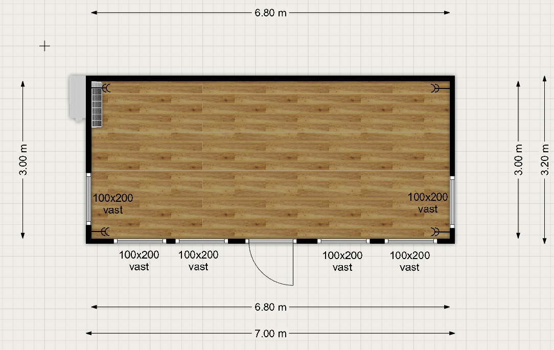 Kantoorunit 22m² (7x3,2m) - PL
