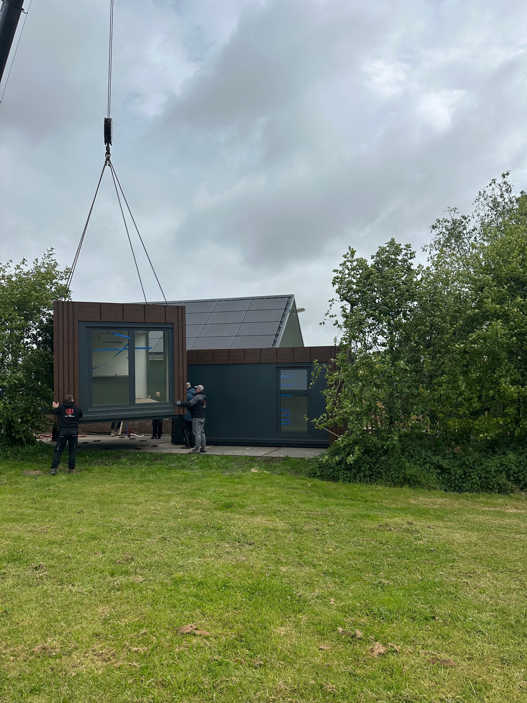 Plattegrond van L-vorm woonunit in Dirkshorn bestaande uit twee gekoppelde units van 5 × 3,2 meter