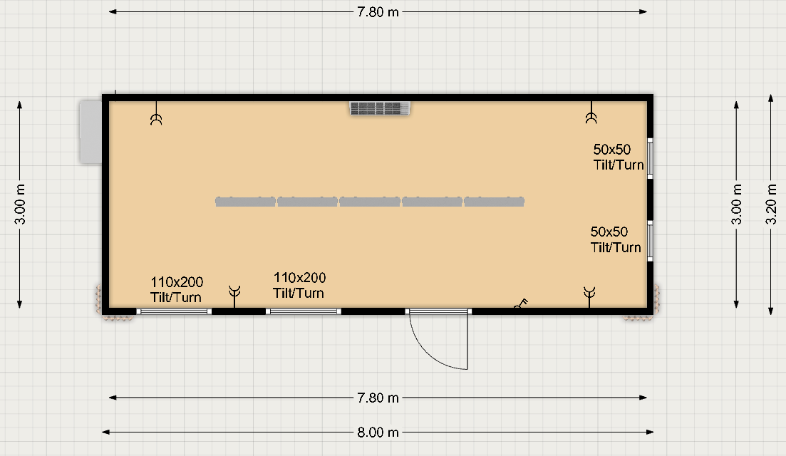 Kantoorunit 26m² (8x3,2m) - PL