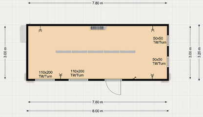 Kantoorunit 26m² (8x3,2m) - PL