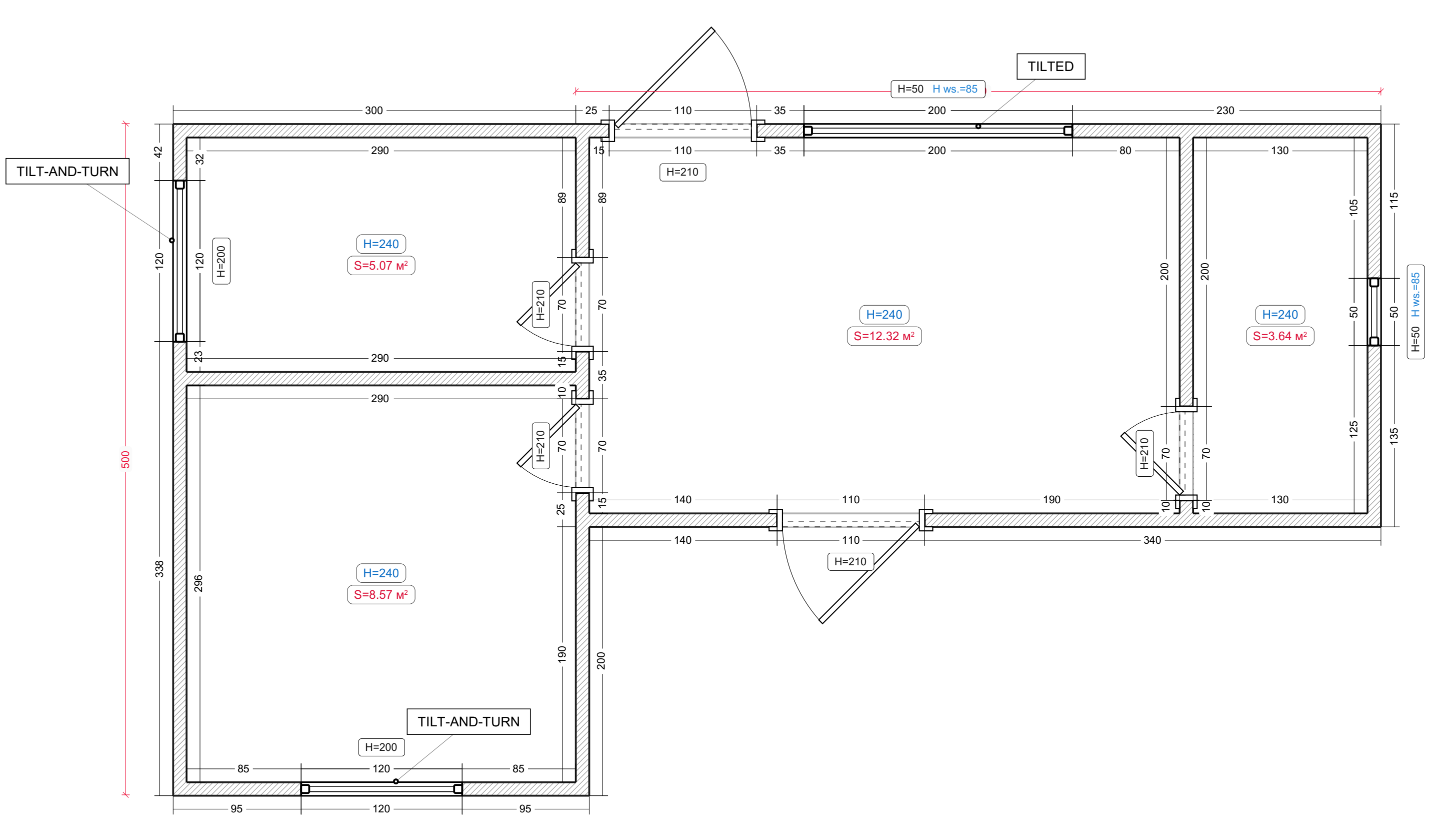 Woonunit L-vorm 33m² (6x3,2 + 5x3,2m) - 1 slaapkamer - PL