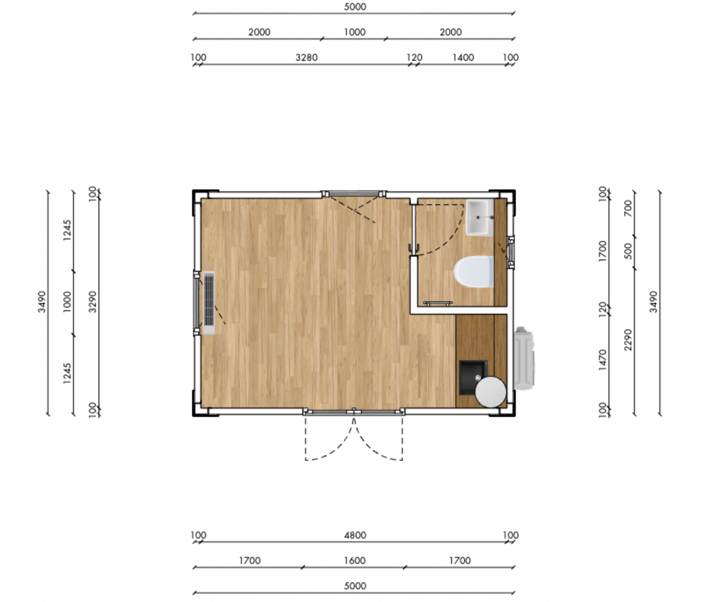 Kantoorunit 5x3,5m - Direct leverbaar