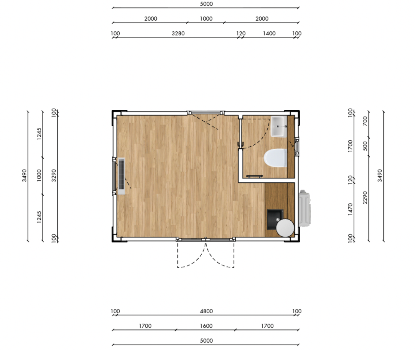 Kantoorunit 5x3,5m - Direct leverbaar