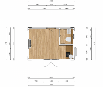 Kantoorunit 5x3,5m - Direct leverbaar