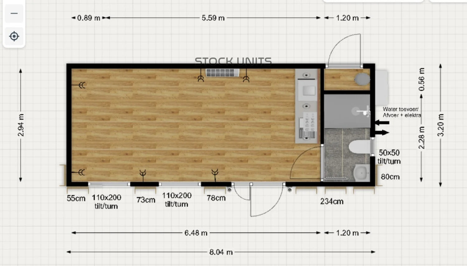 Containerwoning 8x3,2m RO - Studio