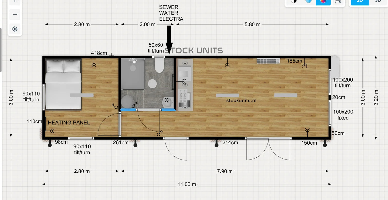 Mantelzorgwoning RO 11x3,2m