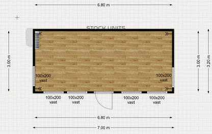 Kantoorunit 22m² (7x3,2m) - PL