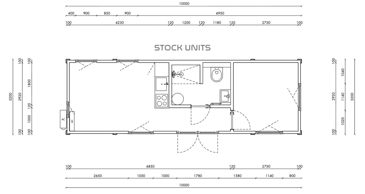 Mantelzorgunit 32m² (10x3,2m) - 1 slaapkamer - echt hout - RO+