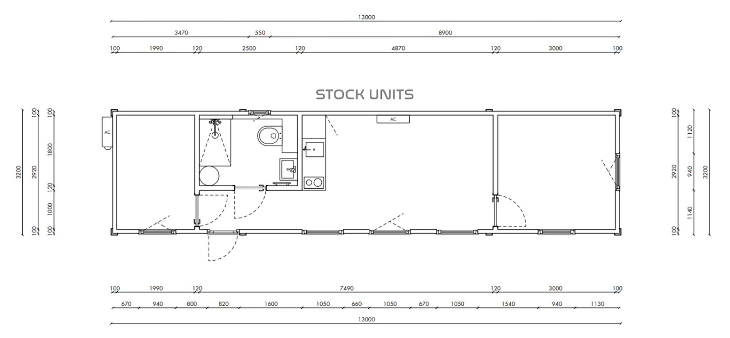 Mantelzorgwoning 13x3,2m RO - 2 Slaapkamers - Direct leverbaar