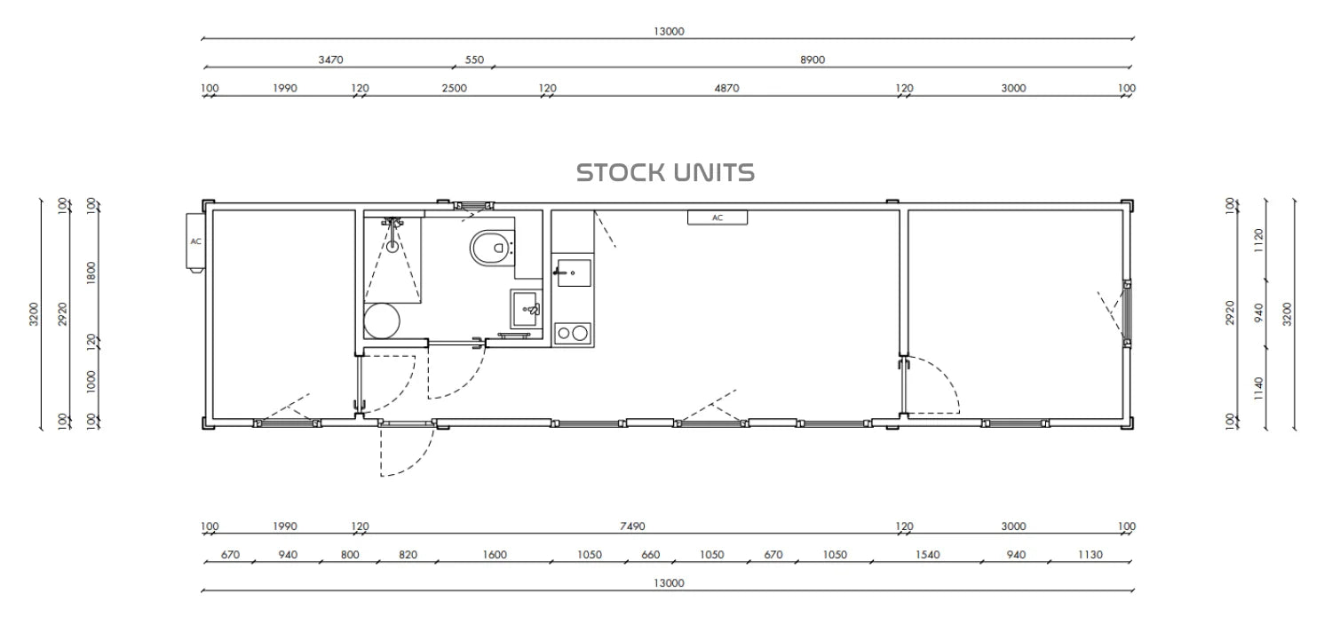 Mantelzorgwoning 13x3,2m RO - 2 Slaapkamers - Direct leverbaar
