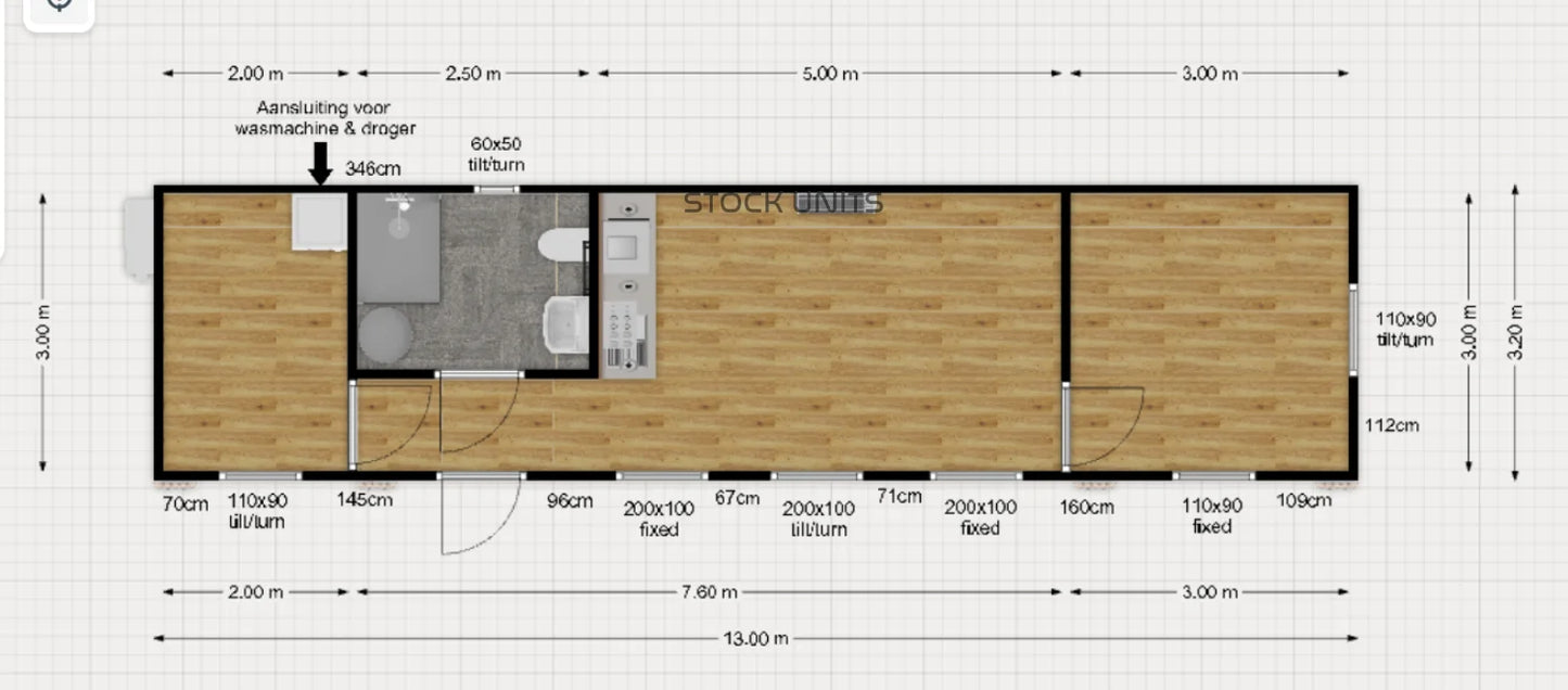 Mantelzorgwoning 13x3,2m RO