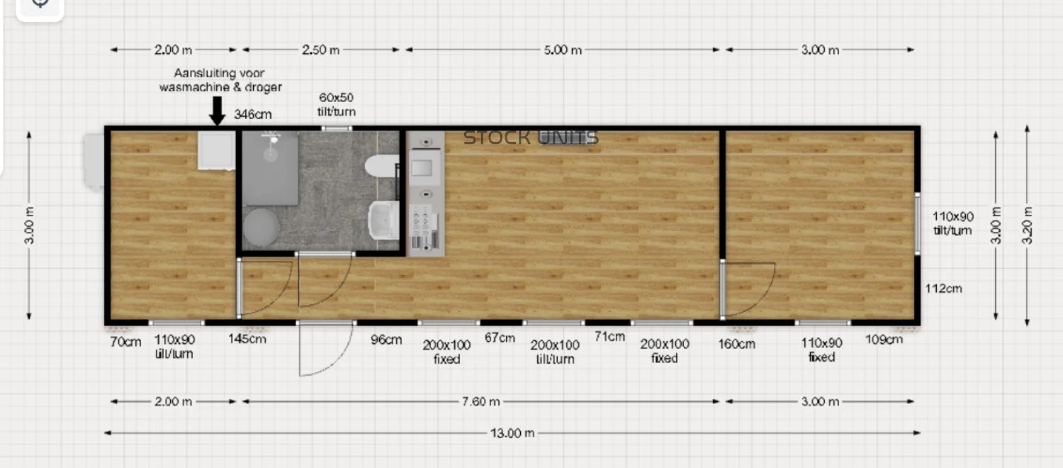 Mantelzorgwoning 13x3,2m RO