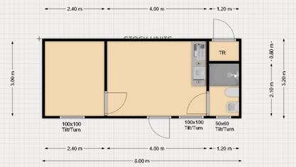 Tiny House 8x3,2m - 1 slaapkamer - Direct leverbaar