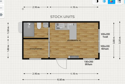 Tweedehands Gastenverblijf 21m2 6,5x3,2m