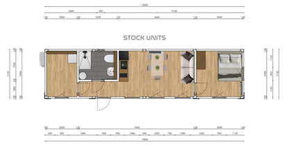 Woonunit 13x3,2m RO - 2 Slaapkamers - Direct leverbaar