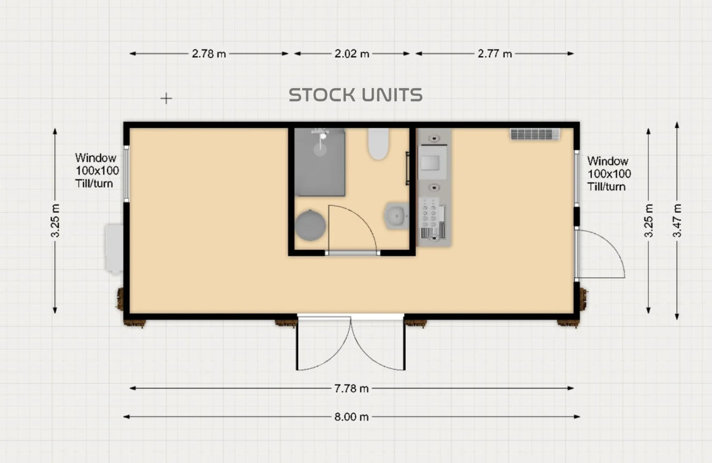 Woonunit 8x3,5m RO - Direct leverbaar