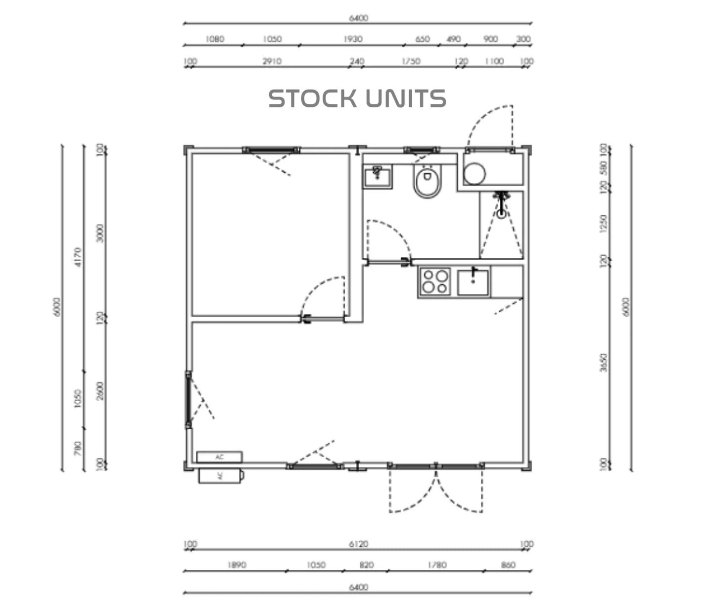 Woonunit RO 6x6,4m (geschakeld)