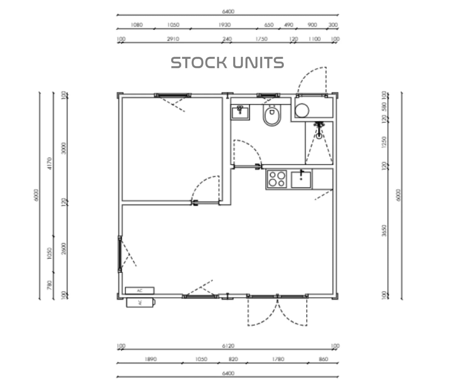 Woonunit RO 6x6,4m (geschakeld)